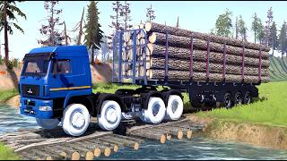 Spintires Mudrunner Gameplay | Truck vs Extreme Broken Road with Speed Bumps #mudrunner