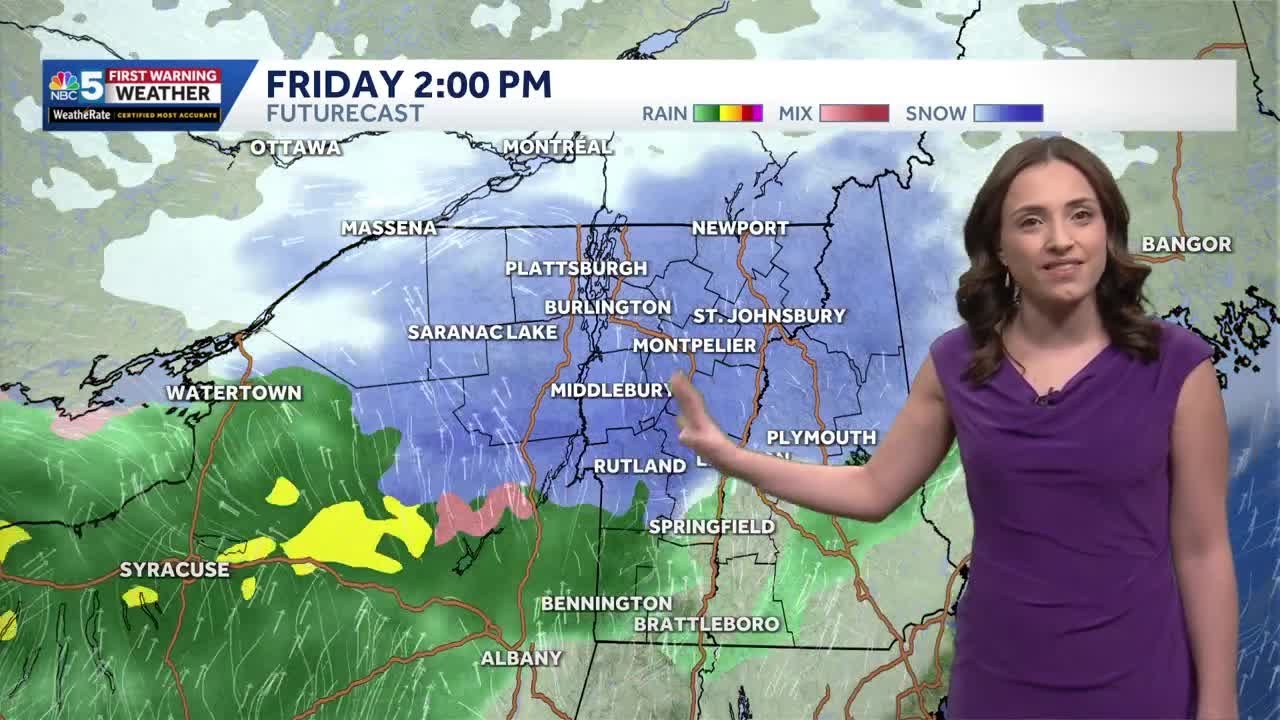 Quick burst of heavy snow Friday afternoon, rain south (03-20-26) - YouTube