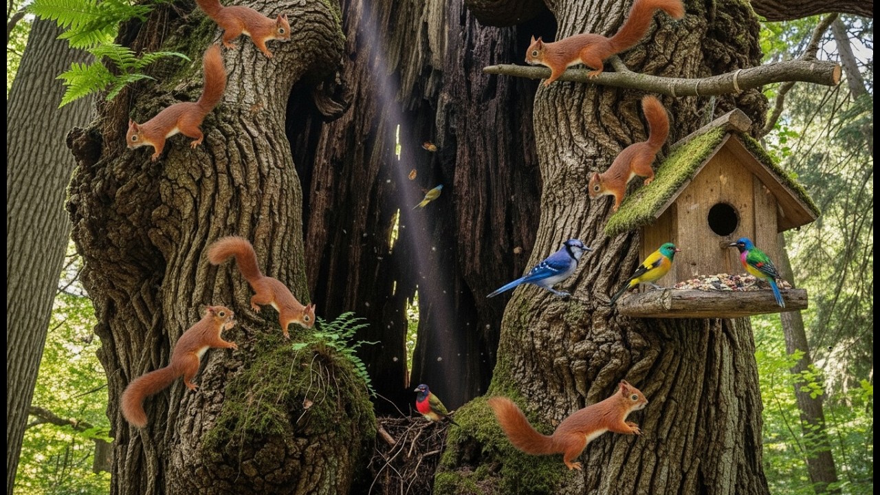 Calming Cat TV for Cats 😸 Garden Birds & Playful Squirrels 🐿️ 4K HDR