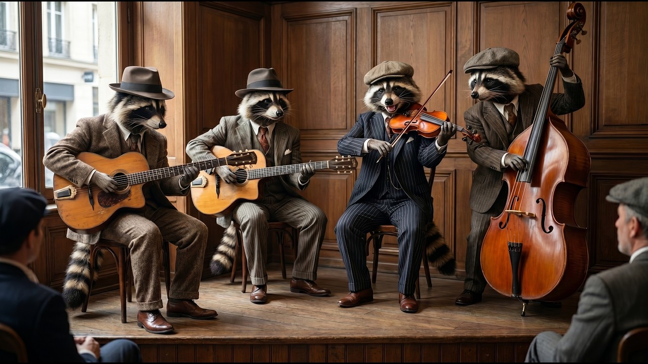 Raccoons Playing: Upbeat Cozy Jazz [NO LOOPS] | Raccoon Music Lab - YouTube