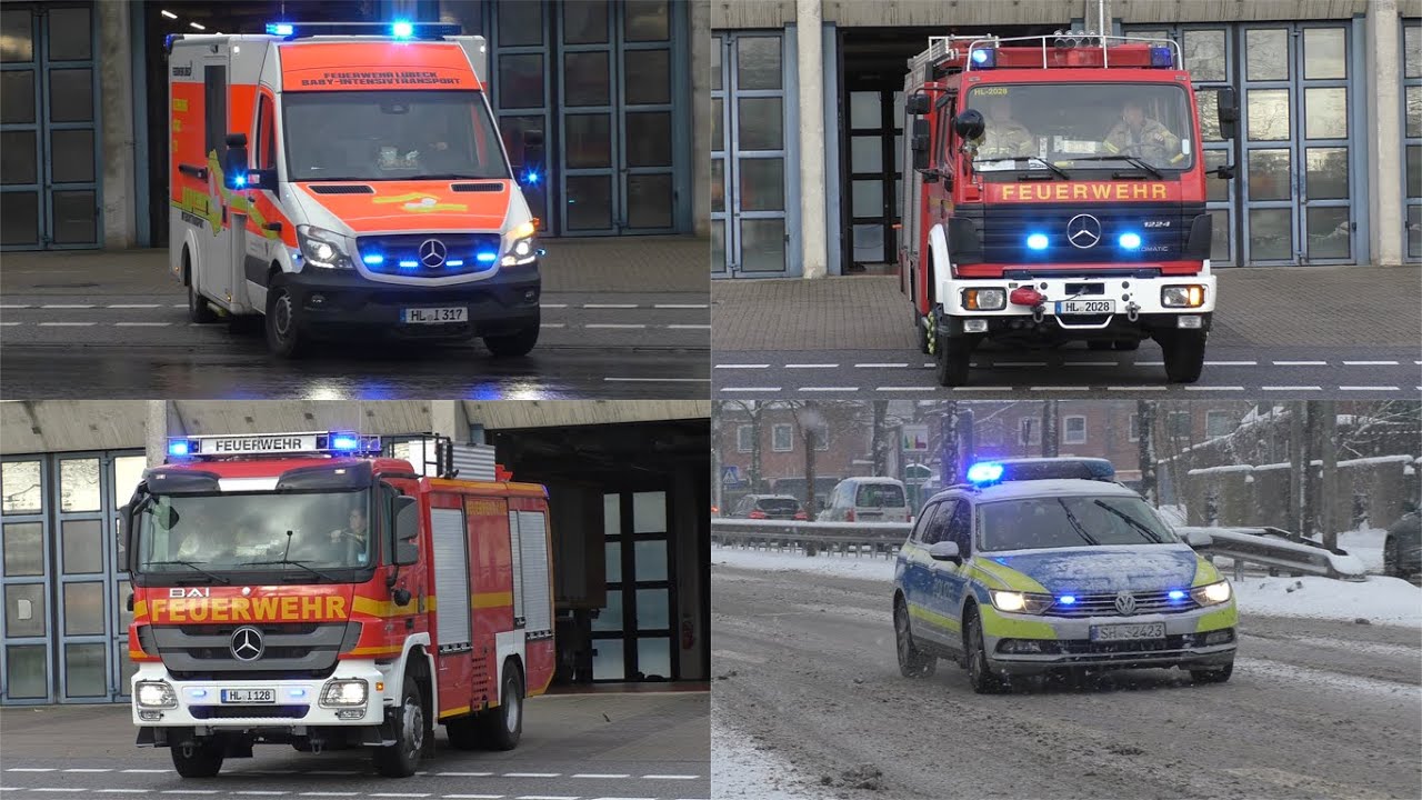 [Reserve HLFs, Baby ITW und mehr] Einsatzfahrten Feuerwehr, Polizei und Rettungsdienst in Lübeck