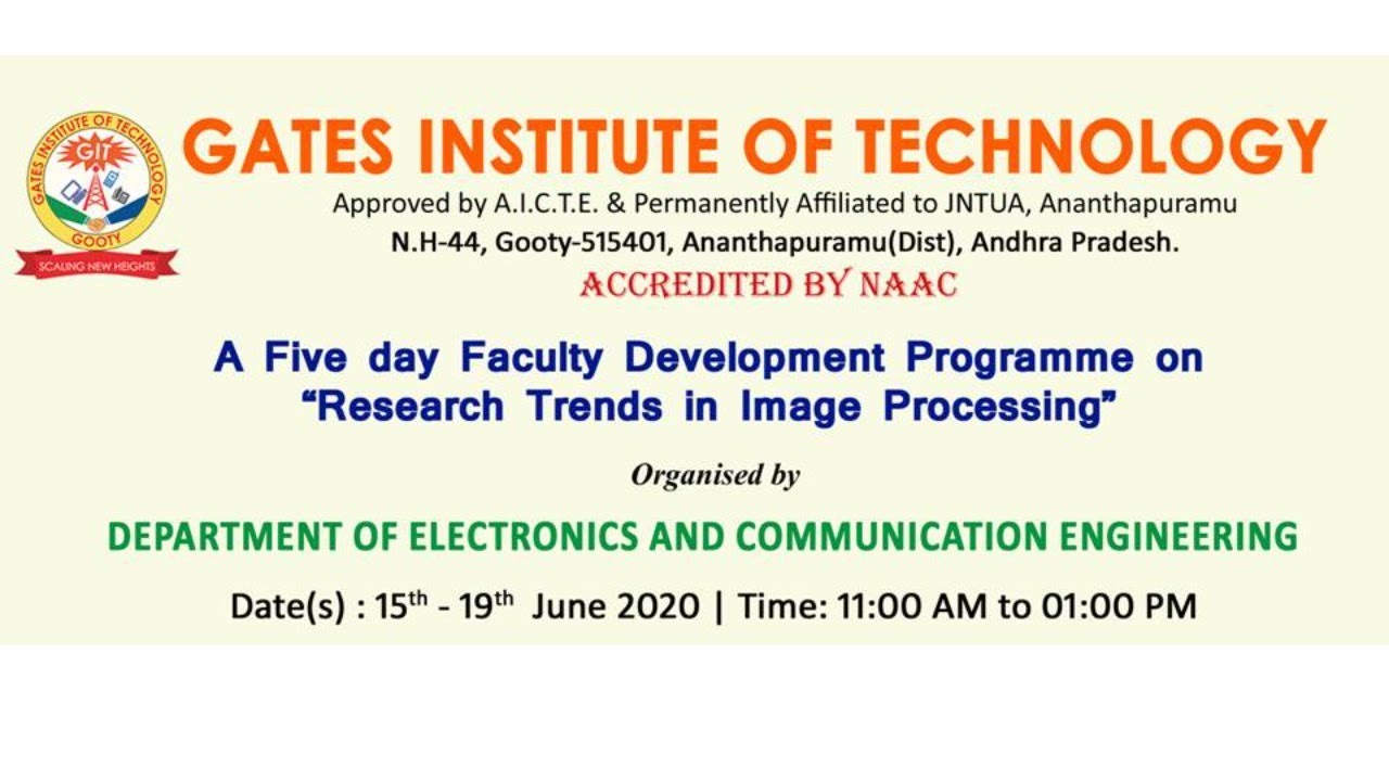 FDP on Research Trends in Image Processing Dept. of ECE GATES