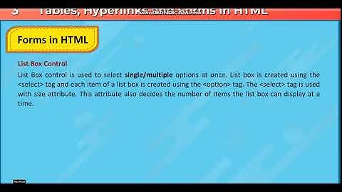 Tables, Hyperlinks and Forms in HTML 2