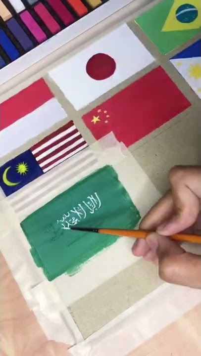 Draw Saudi Arabia 🇸🇦 flag 9/195 #arabs #saudiarabia #flag #shorts