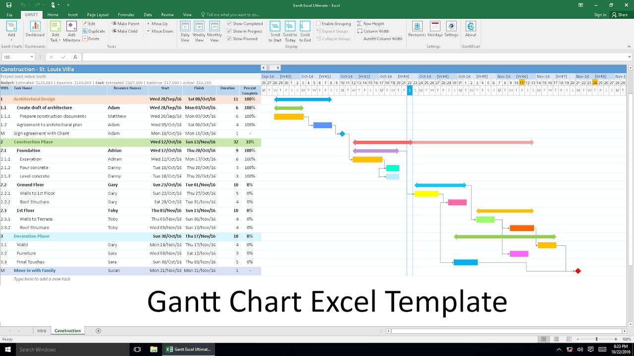 Gantt Chart Excel 2016