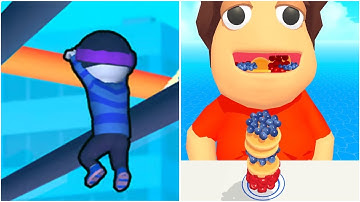 Roof Rails vs Pancake Run | Android iOS Mobile Gameplay Walkthrough