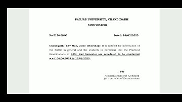 B.ed 2nd semester practical examination Notification panjab university chandigarh june 2023