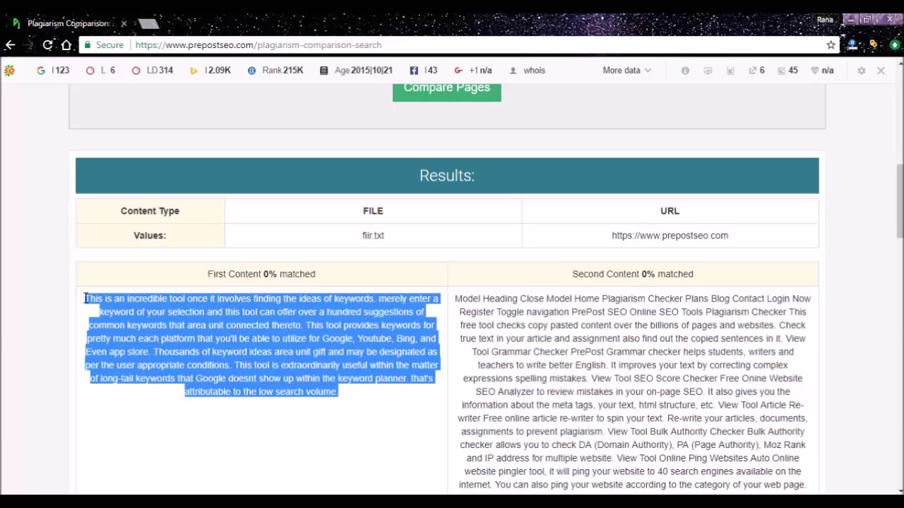 compare two essays for plagiarism