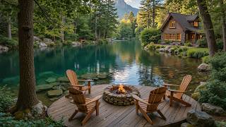 Calming Summer Piano Music Cozy River Cabin 🌿🔥 Firelight & Forest Birdsong for Calm Mind screenshot 5
