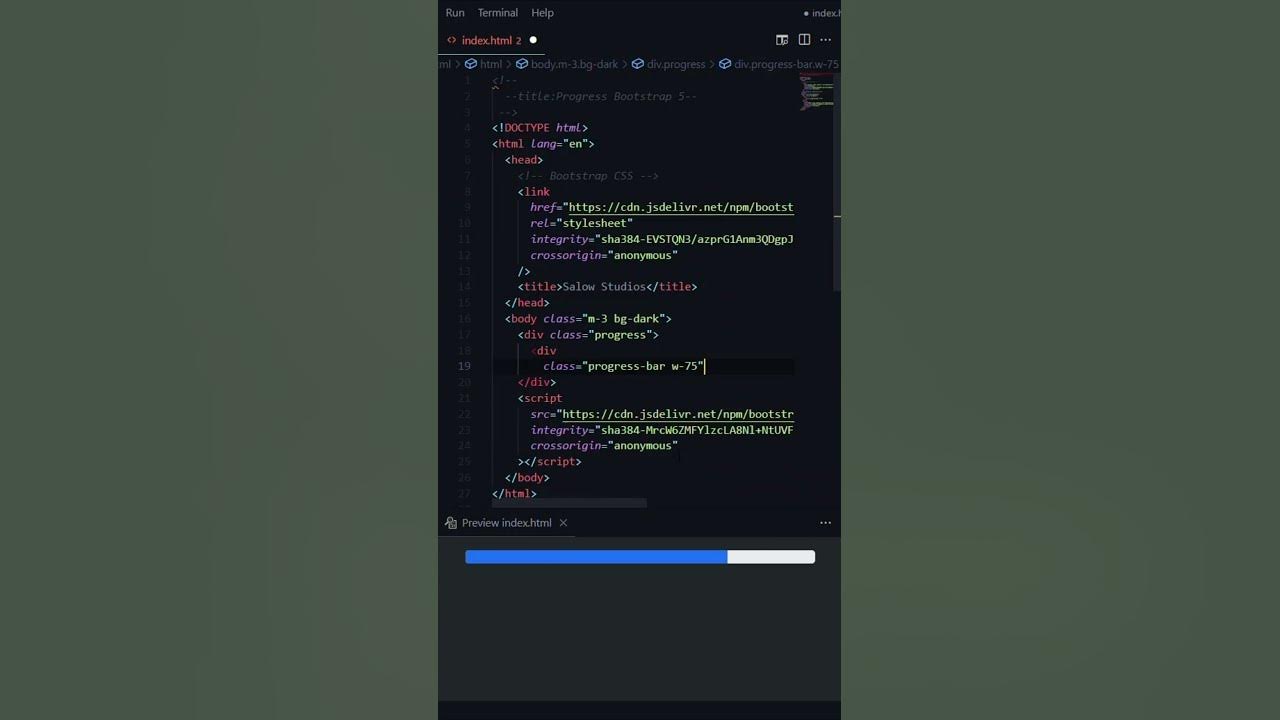 Progress bar using Bootstrap 5 #shorts #coding #html - YouTube
