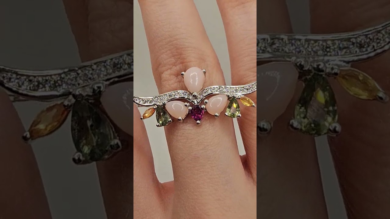 серебряный браслет с розовыми опалами 