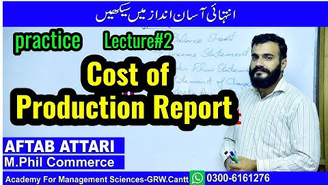 Cost of Production Report CPR | process costing | Practice of CPR