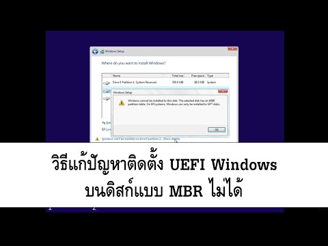 วิธีแก้ปัญหาติดตั้ง UEFI Windows บนดิสก์แบบ MBR ไม่ได้