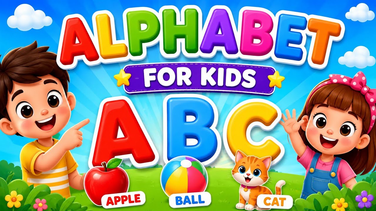 ABC Alphabet for Kids | Learn A B C with Apple Ball Cat | Kids Learning ...