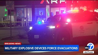 Military explosive devices left at LAPD station force nearby evacuations