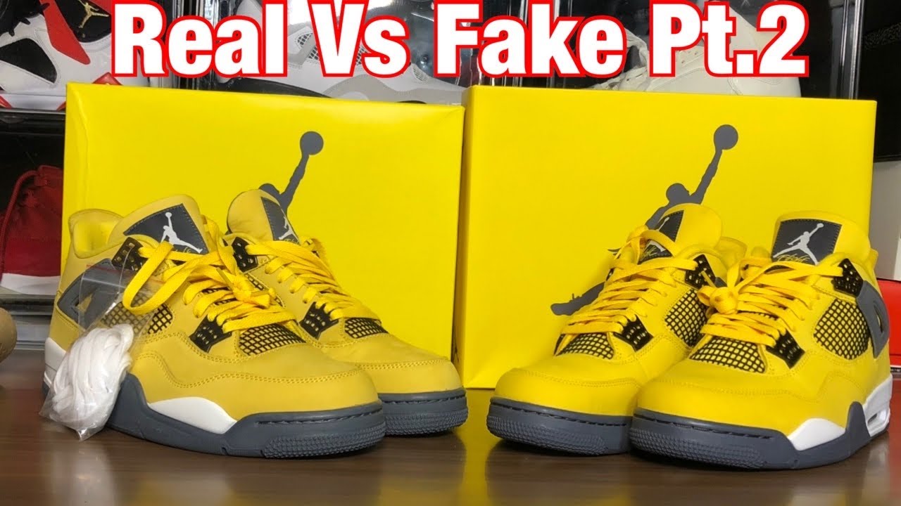 Air Jordan 4 Lightning Real Vs Fake Pt .2 with Blacklight and weight ...