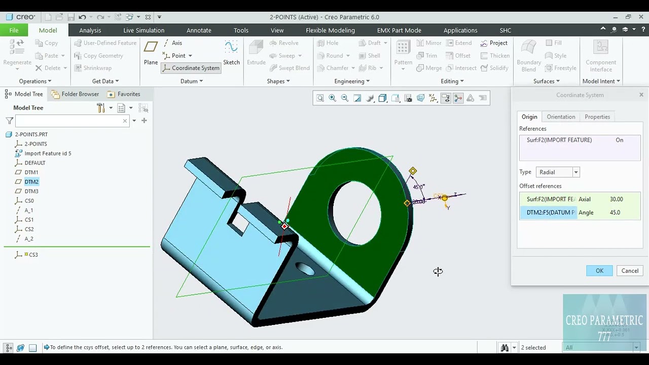 Creo Datum Coordinate System