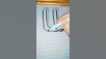 #2d #3d Drawing Letter U on Paper Beginners / How To draw easy #art With Marker And #pencil #ua #3du
