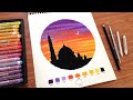 Mosque Oil Pastel Painting for beginners | Easy Oil Pastel Drawing Tutorial