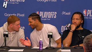 Jalen Brunson, Josh Hart \& Donte DiVincenzo talks Game 6 Win vs 76ers, Postgame Interview