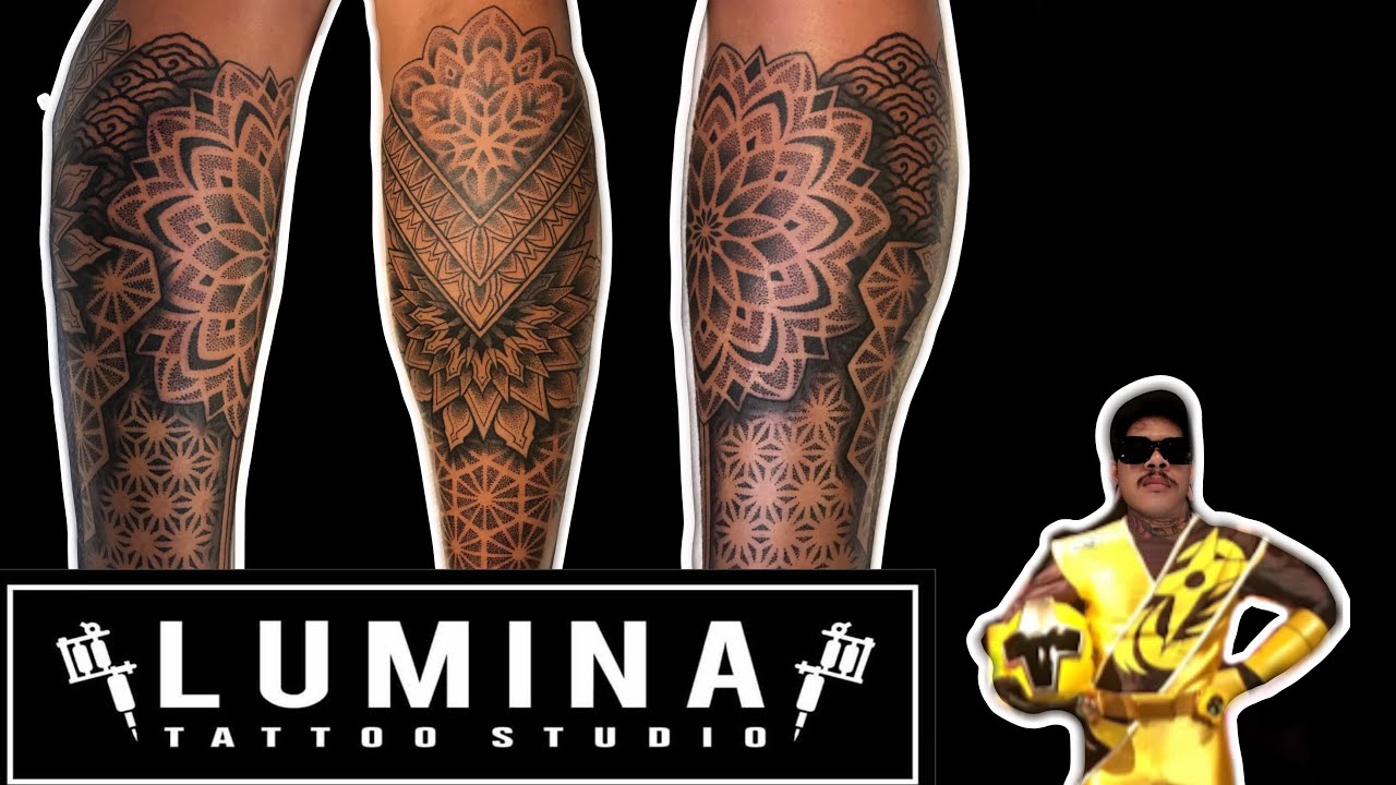 BEAUTIFUL MANDALA HALF LEG TATTOO