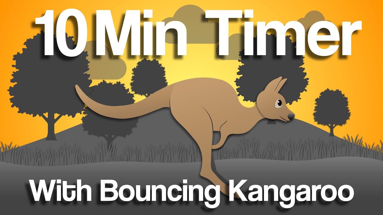 10 min bouncing Kangaroo countdown timer for study, classroom, fitness