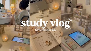 STUDY VLOG | 5AM slow morning, studying productive, journaling, motivation ˚ ༘