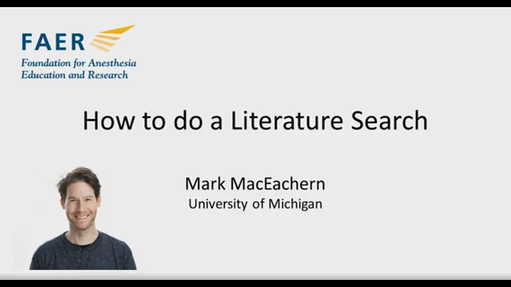 MSARF 2021 Panel 2 - How to do a Literature Search