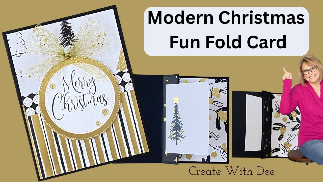 Modern Christmas Fun Fold Card - YouTube