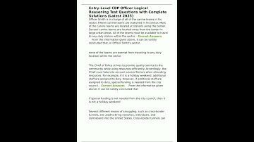 EntryLevel CBP Officer Logical Reasoning Test Questions with Complete Solutions Latest 2025 pdf