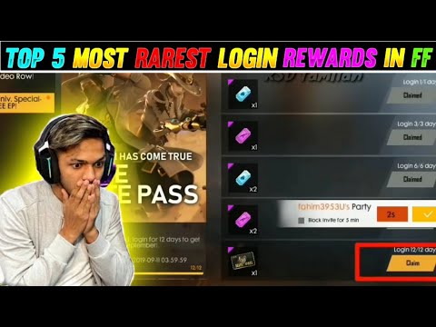 TOP- 5 MOST RAREST LOGIN REWARDS IN FREE FIRE || #shorts #freefireshorts