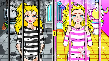 Barbie Dolls Dress Up - Pink and Black Barbie in Jail 😇 Good Girl VS Bad Girl 😈 | WOA Doll Channel