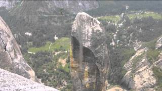 jordan tybon free solo on the Lost Arrow Spire highline
