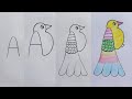 How to draw a bird from letter a  using letter a easy drawing for school