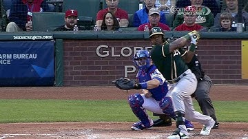 Cespedes plates two with line-drive double