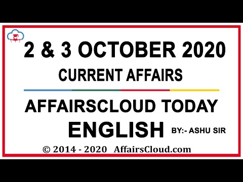 Current Affairs 2 & 3 October 2020 English | Current Affairs | AffairsCloud Today for All Exams