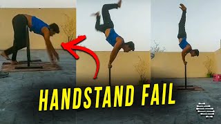 Guy Lost Control Doing Handstand on a Straight Bar