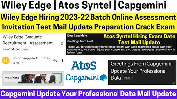 Wiley Edge Online Assessment Invitation Test Mail! Atos Exam Mail Capgemini Update Professional Data