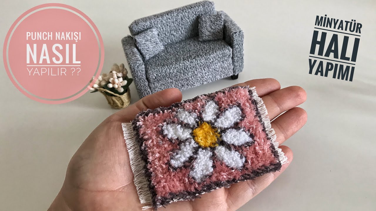 Tüm Ayrıntılarıyla Punch İşi Minyatür Halı Yapımı | Punch Nakışı | DIY Miniature Rug for Barbie Doll