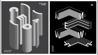 Extrude Text Effect in Adobe Illustrator | Halftone & Isometric | Graphic design