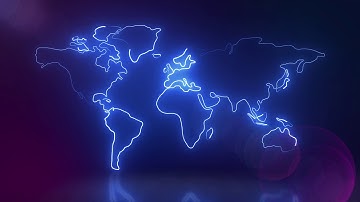 Abstract world map outline Glowing Neon lights animated background - Royalty Free Footage