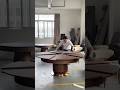 Modern solid wood dining table round extendable for 6 to 10 persons