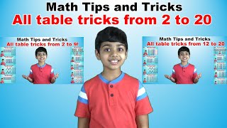 Learn 2 to 20 Times Multiplication Tricks for kids || Easy and fast way to learn || Table tricks