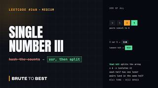 LeetCode #260: Single Number III — XOR, Then Split on One Bit