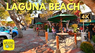 Downtown Laguna Beach Shops and Restaurants | 4k Walking Tour