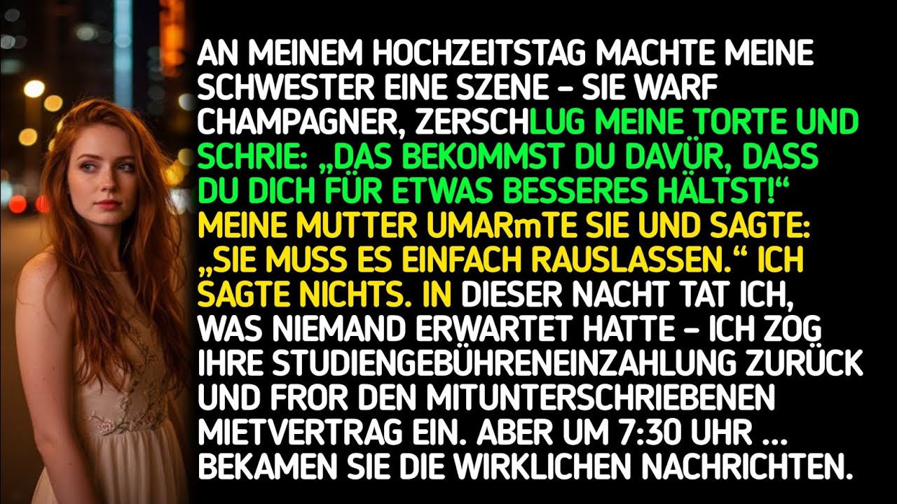 AN MEINEM HOCHZEITSTAG MACHTE MEINE SCHWESTER EINE SZENE – SIE SCHÜTTETE CHAMPAGNER, ZERSCHLUG MEINE