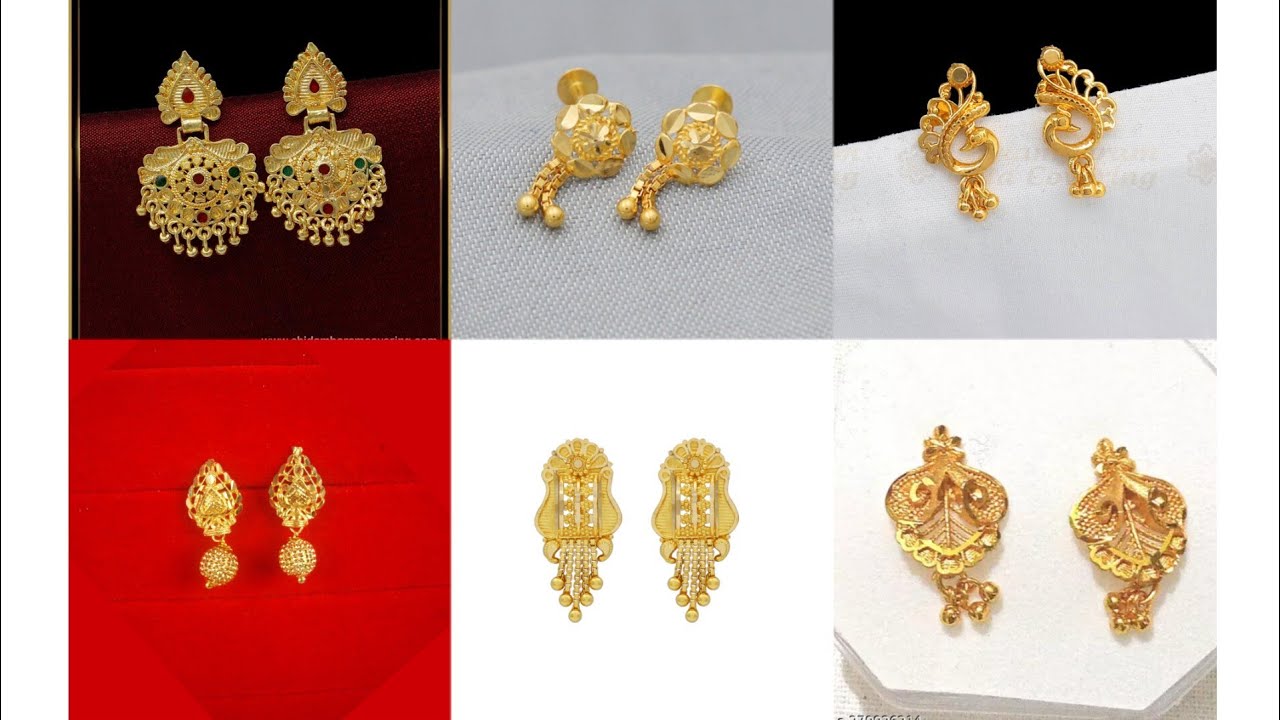 latest gold earrings designs daily wear / new gold earrings - YouTube