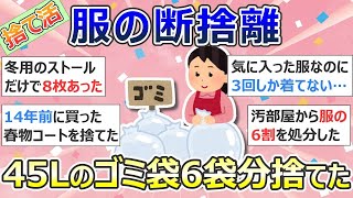 【2ch掃除まとめ】捨て活・服の断捨離「45Lのゴミ袋6袋分捨てた」ミニマリスト・片付け【有益】ガルちゃん