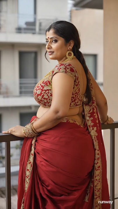 Red Gold Embroidered Designer Saree #shorts #shortsfeed #viral #saree #ai #viralvideo