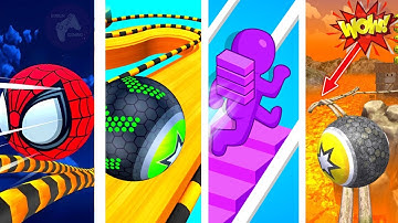 Action Balls vs Going Balls vs Bridge Race vs Rollance - All Levels Gameplay (IOS, Android)